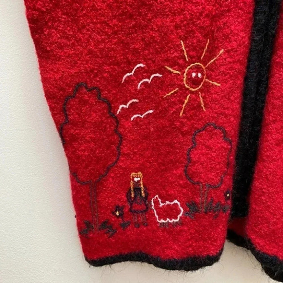 Vintage - Red Boiled Wool Shacket Cardigan - Picture 6 of 12